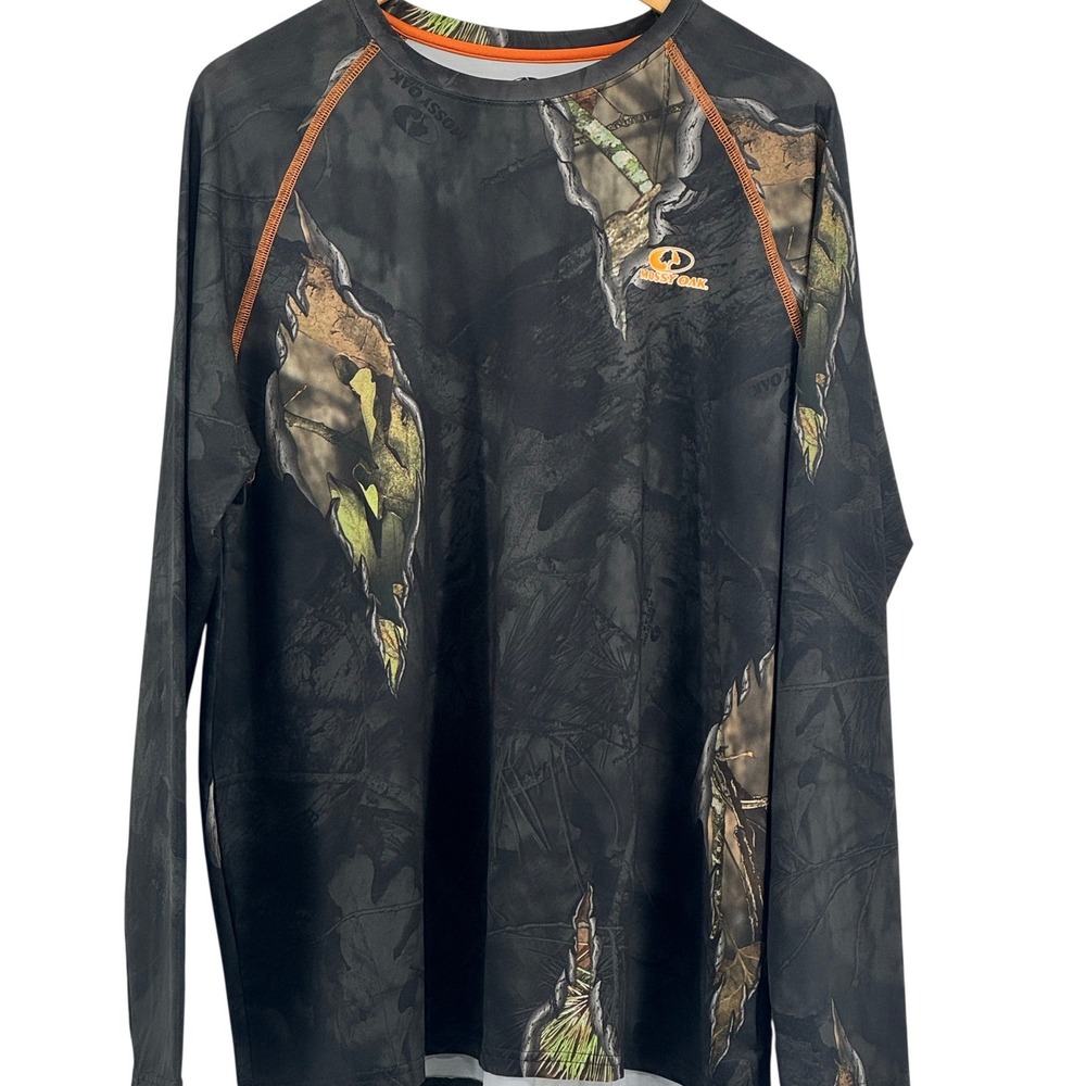 Mossy Oak Men XL Camo Long Sleeve Shirt No Fly Zone Hunting Hiking Camping Shirt